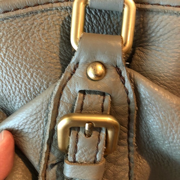 100% grey leather drawstring tote - Picture 4 of 11